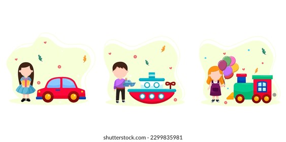 Ilustración de un paquete plano para niños