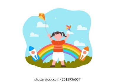 Ilustración plana del diseño del día de los niños
