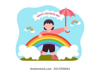 Ilustración plana del diseño del día de los niños