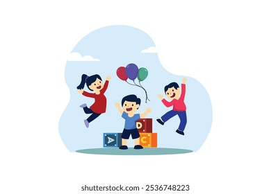 Ilustración plana del diseño del día de los niños
