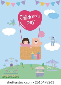 Children's Day Hot Air Balloon Adventure at Playful Amusement Park