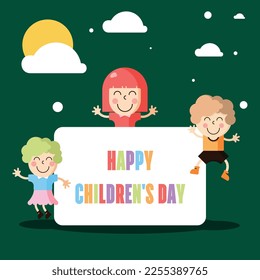Children's Day Illustration Vector. Cute Character in Children's Day Illustration
