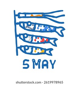 infantil dia japonês feriado ícone doodle esboço vetor. infantil dia japonês sinal de feriado. símbolo isolado ilustração