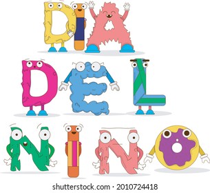 Childrens Day Monsters Letters Illustration