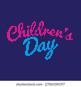 children's day pixel art, vector illustration on isolated background.

