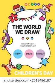 Children's Day poster with cute little character drawing background illustration
