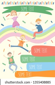 Children's day Poster invitation vector illustration. Kids playing