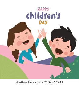 Childrens day poster templates dynamic cartoon
