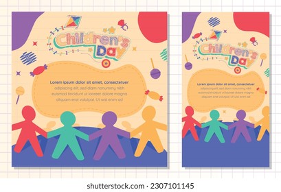 childrens day scribbled handmade social media post template