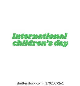 Lema del día de los niños. Ícono de garabato verde con contorno sólido sobre fondo blanco.  Ilustración.
