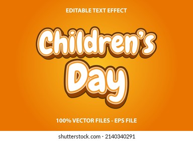 children's day text effect with orange color. design for template and editable
