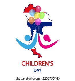 Childrens Day in Thailand map, vector art illustration.