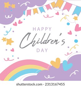 Children's day vector background. Happy children's day colorful card.