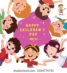 Children's day vector background. Happy Children's Day title. 