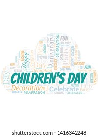 Children's Day Word Cloud. Wordcloud Made With Text.
