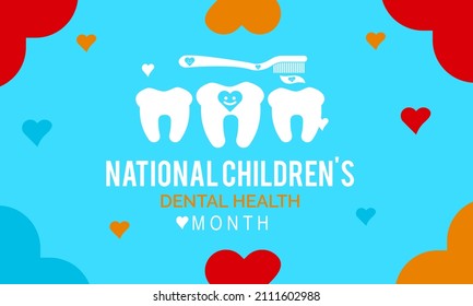 Children's dental health month. Medical Concept Vector template for banner, card, poster, background.