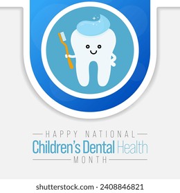 Children's dental health month is observed every year in February, to teach children the importance of good oral hygiene at an early age and visiting the dentist regularly. Vector illustration