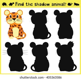 Children's developing game to find an appropriate shadow animal fun baby Jaguar. Vector illustration