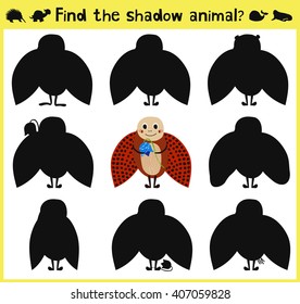 Children's developing game to find the appropriate shade garden insect ladybugs. Vector illustration