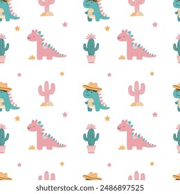 childrens dinosaur animals pattern print. cute dinosaur kids.