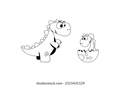 Children's dinosaur for coloring for a child. Cheerful dicosaur. Vector illustration.