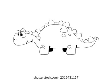Children's dinosaur for coloring for a child. Cheerful dicosaur. Vector illustration.