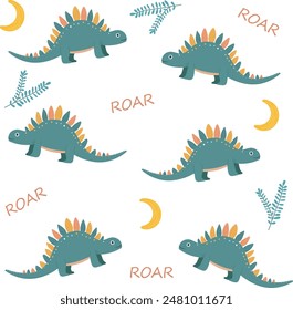 childrens dinosaur set vector pattern