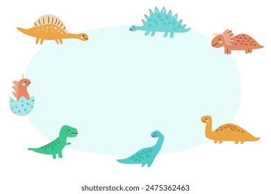 Childrens dinosaurs set, baby animals background. Dinosaurs characters collection, bundle. Can used for stickers, posters. Doodle baby animals for kids design.