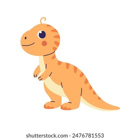 Childrens dinosaurs. Yellow dino isolated on white background. Animal character in childish style