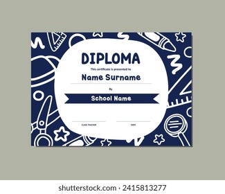 Children's Diploma Certificate Design in Dark Blue