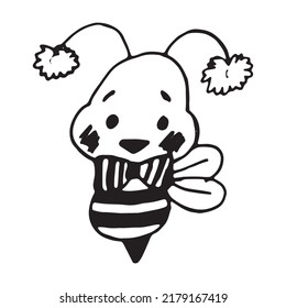 Children's drawing, bee, honey. Coloring book. Doodle illustration. Premium vector. Hand drawing. Children's coloring book.