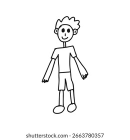 Dibujo de los niños del muchacho, garabatos, elemento del diseño de los niños