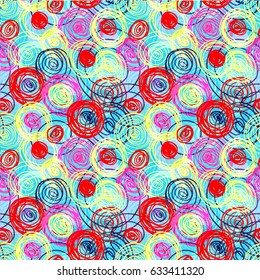 Children's drawing by hand, doodle, dots, lines, vector colorful pattern, drawing pens.