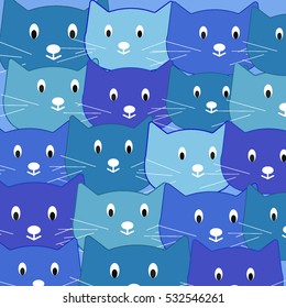 Children's drawing with cats, vector