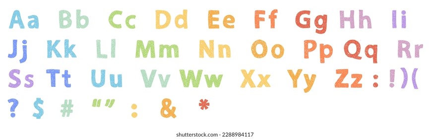 Children's drawing. Colorful alphabet. Simple letters