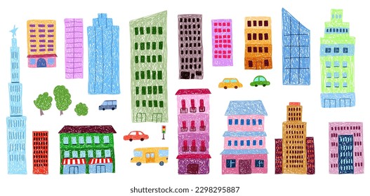 Children's drawing. Colorful building set.