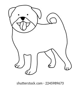 Children's drawing cute pug, icon