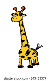 Children's drawing a giraffe. Vector