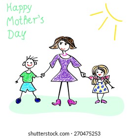 Children's drawing of happy family