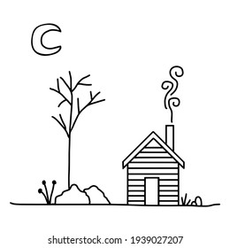 Children's drawing. House. Vector stock illustration eps10. 