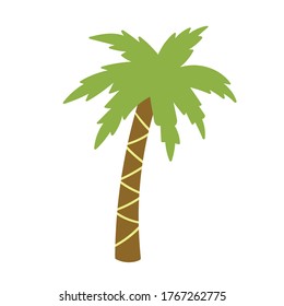 Children's drawing of a palm tree handdrawn. Vector illustration