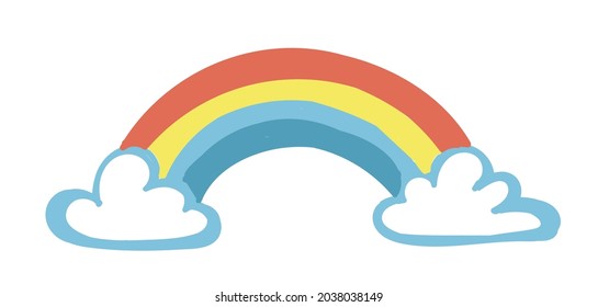 Children's drawing of a rainbow isolated on a white background. rainbow doodle