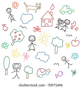 Children's drawing - seamless pattern