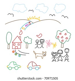 Children's drawing - seamless pattern