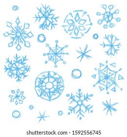 Children's drawing. Snowflakes. Vector illustration