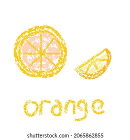 Das orangefarbene Muster der Kinder. Symbol im Stile von Crayon auf weißem Hintergrund. Nahtlose Textur mit handgezeichneten Elementen.