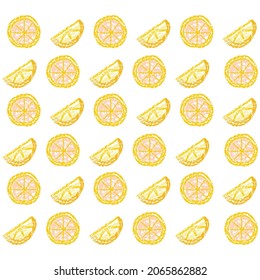 Children's drawing style orange pattern. Crayon style icon on a white background. Seamless texture with hand drawn elements.