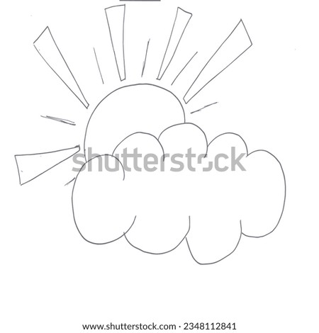 children's drawing the sun hid behind a cloud