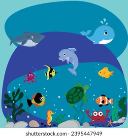 children's drawing underwater world ocean
