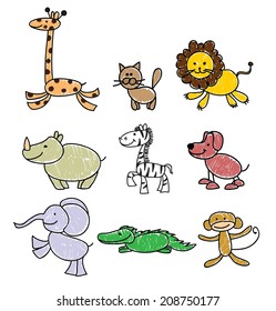 Children's drawings of doodle animals